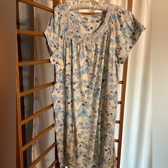 Aria Collection Henley Short Sleeve Nightgown Cotton Blend Lacy Trim 3X - Picture 1 of 4